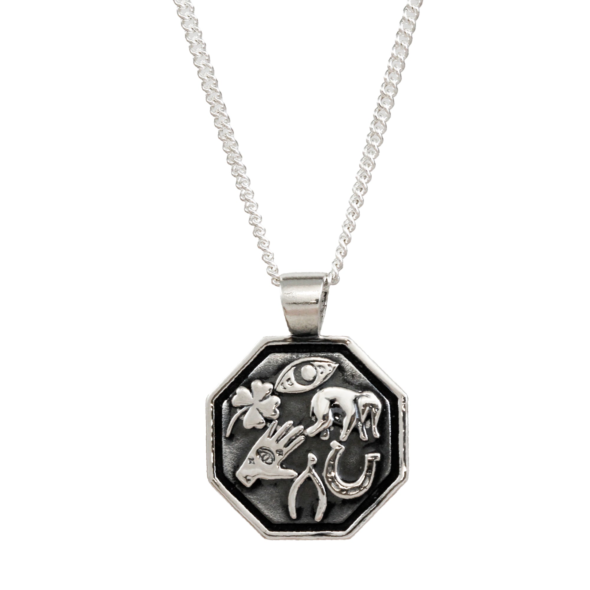 Good Luck Symbols Personalised Silver Necklace