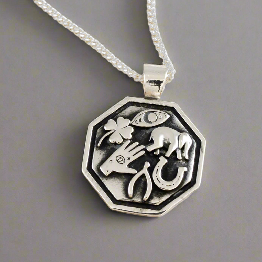 Good Luck Symbols Personalised Silver Necklace