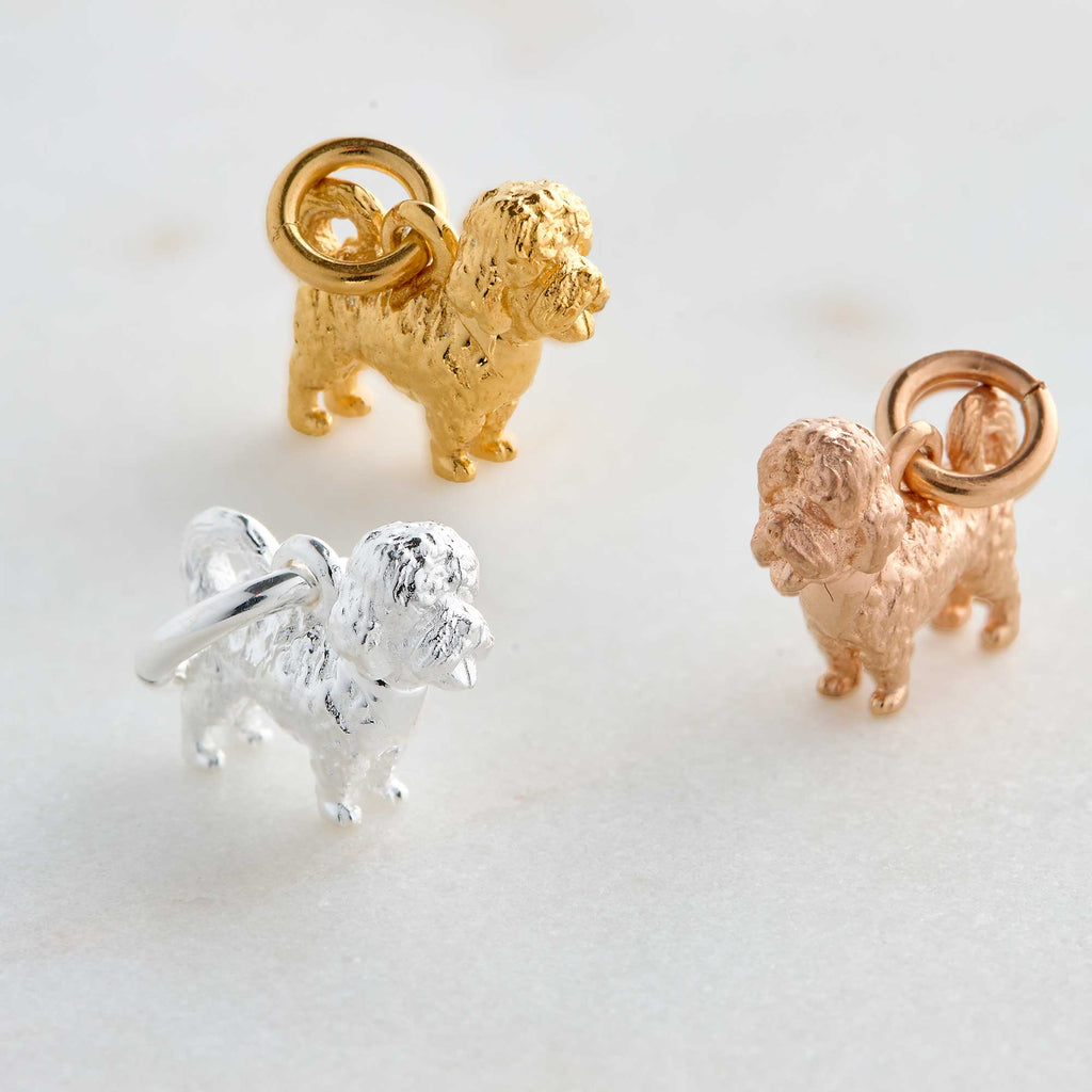 Maltipoo Silver Dog Charm