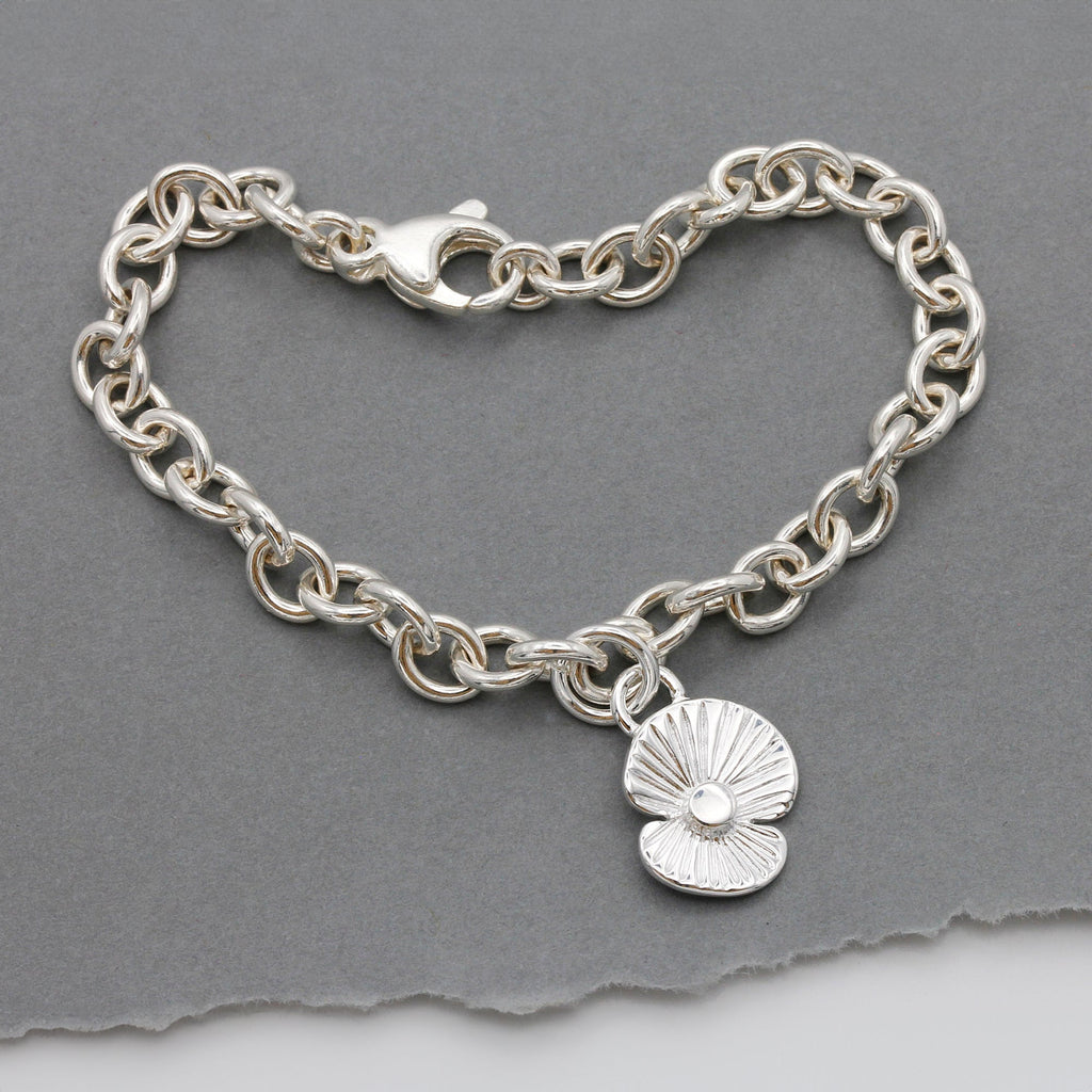 Poppy Flower Personalised Silver Charm