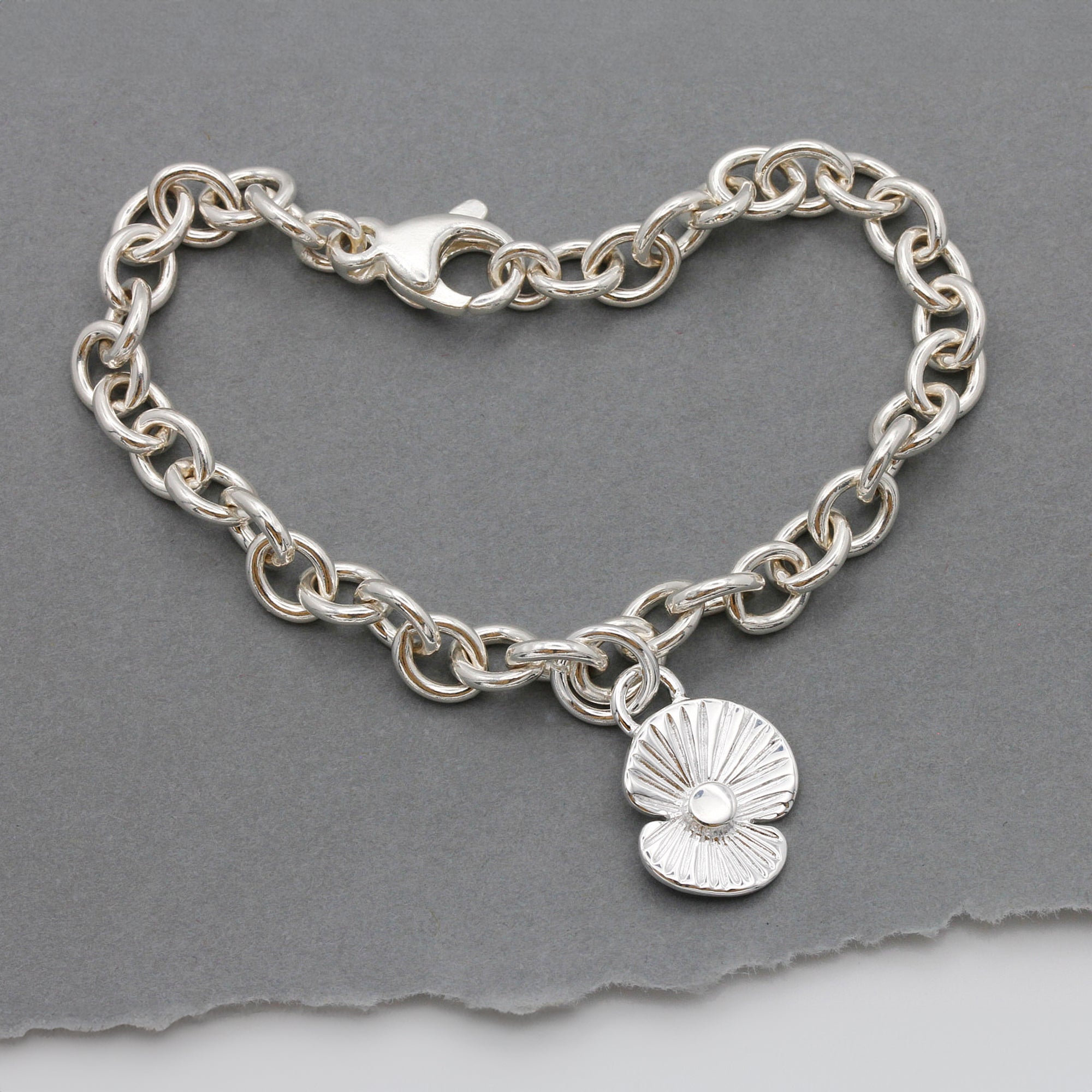 Poppy Flower Personalised Silver Charm