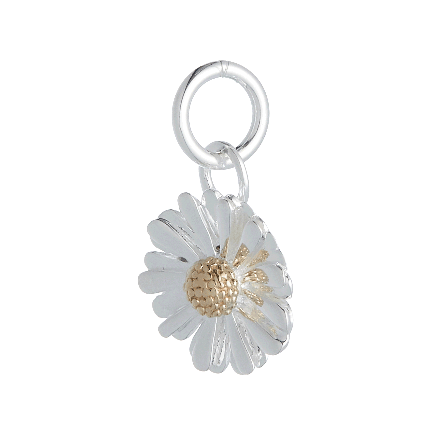 Daisy Flower Silver & Solid Gold Charm