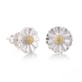 Daisy Silver & Solid Gold Stud Earrings