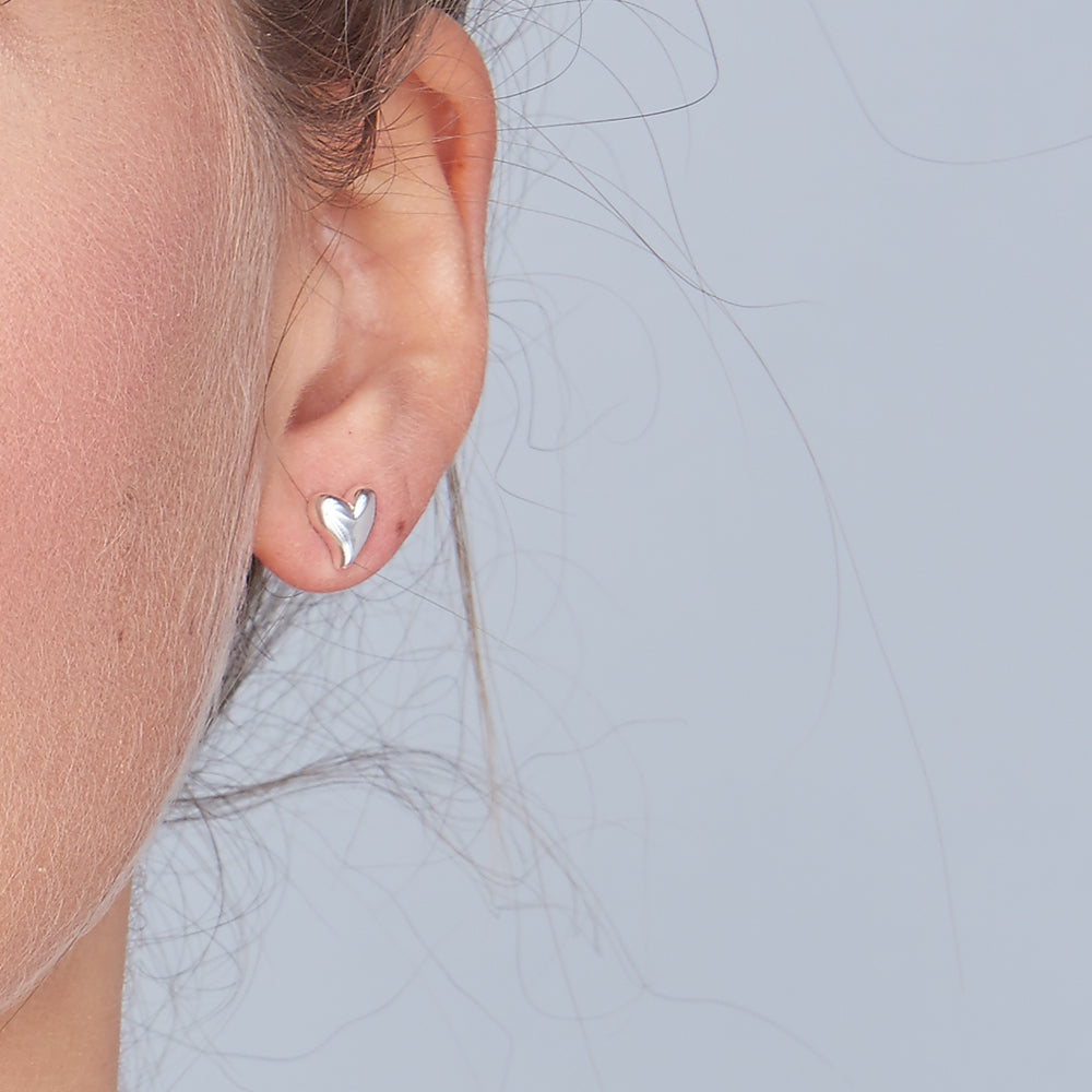Simply Heart Silver Stud Earrings