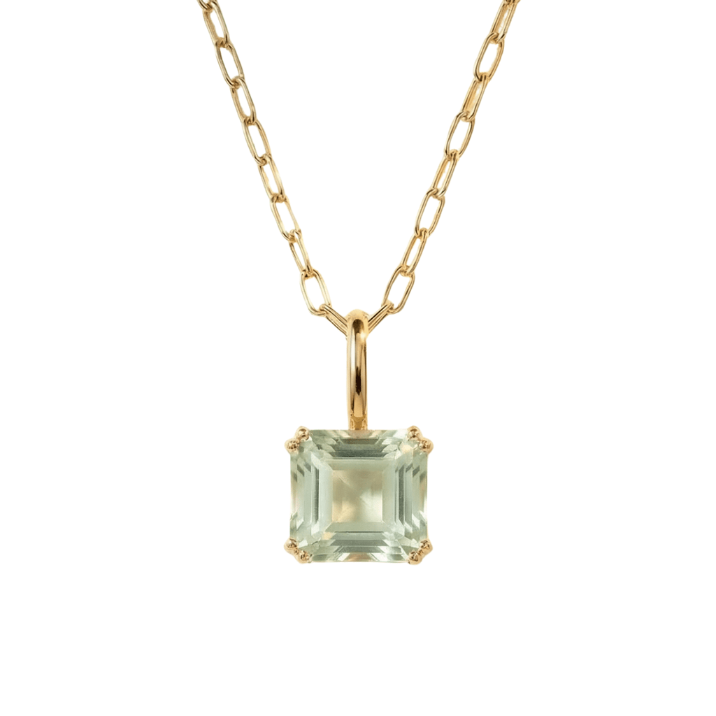 Large Gold Green Quartz Necklace - Giselle