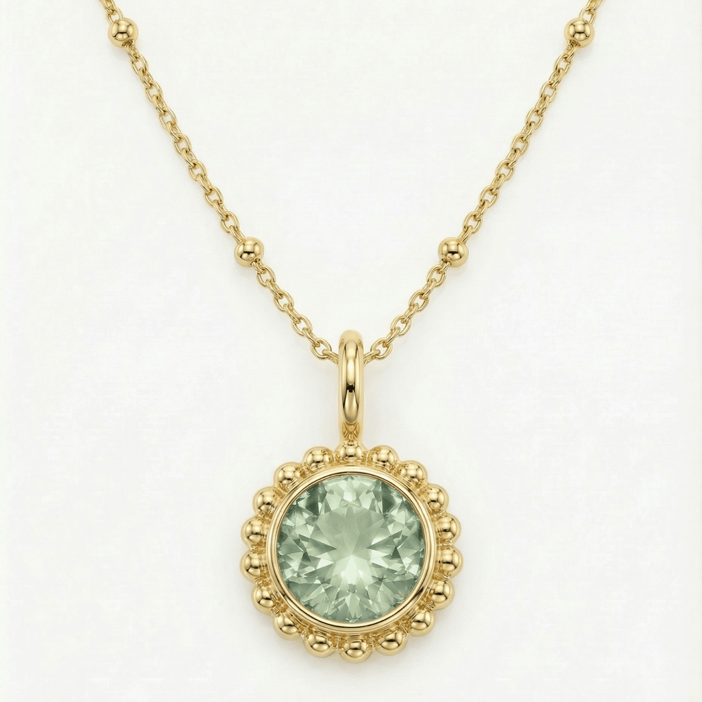 Sunburst Necklace - Green Quartz in Gold or Silver