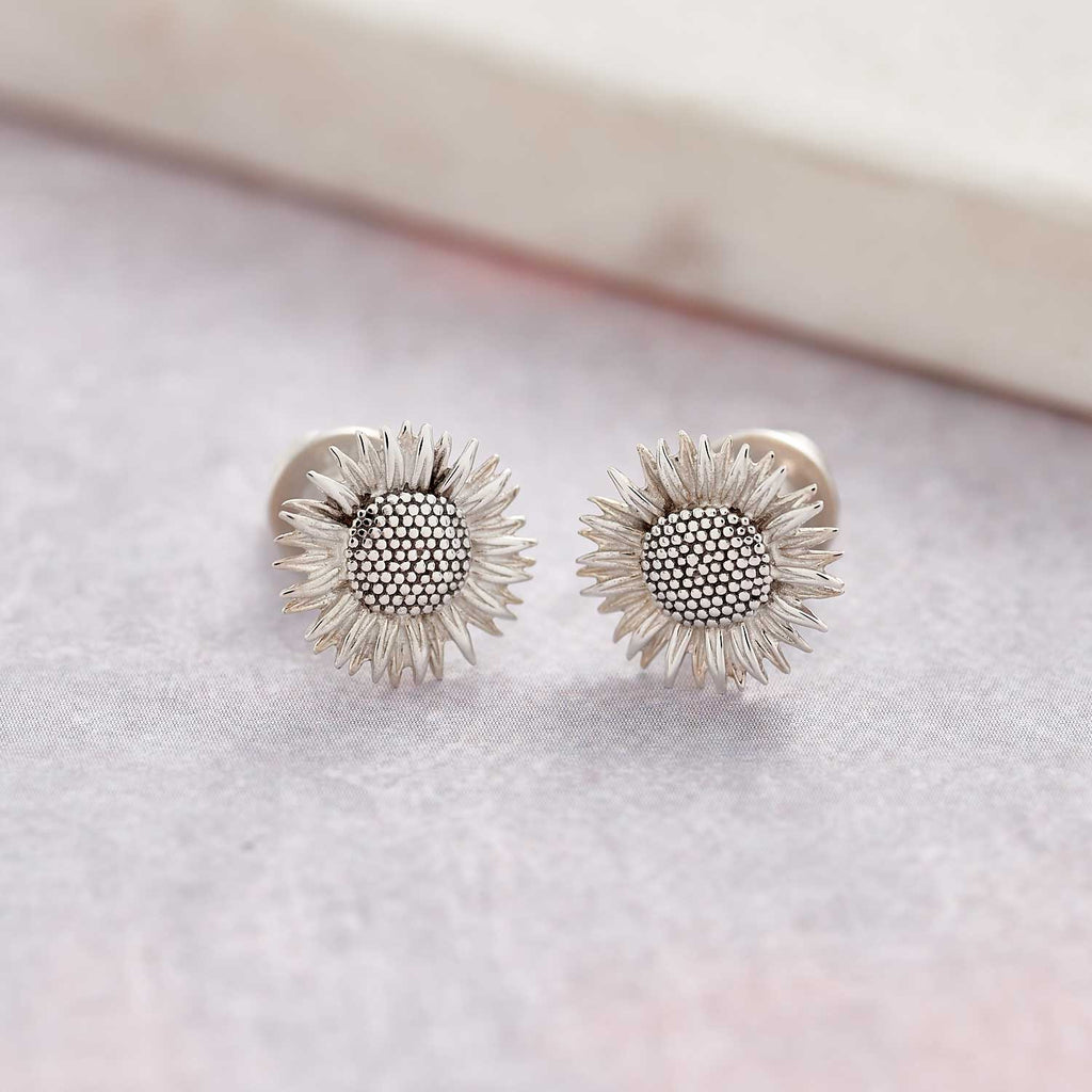 Sunflower Silver Stud Earrings