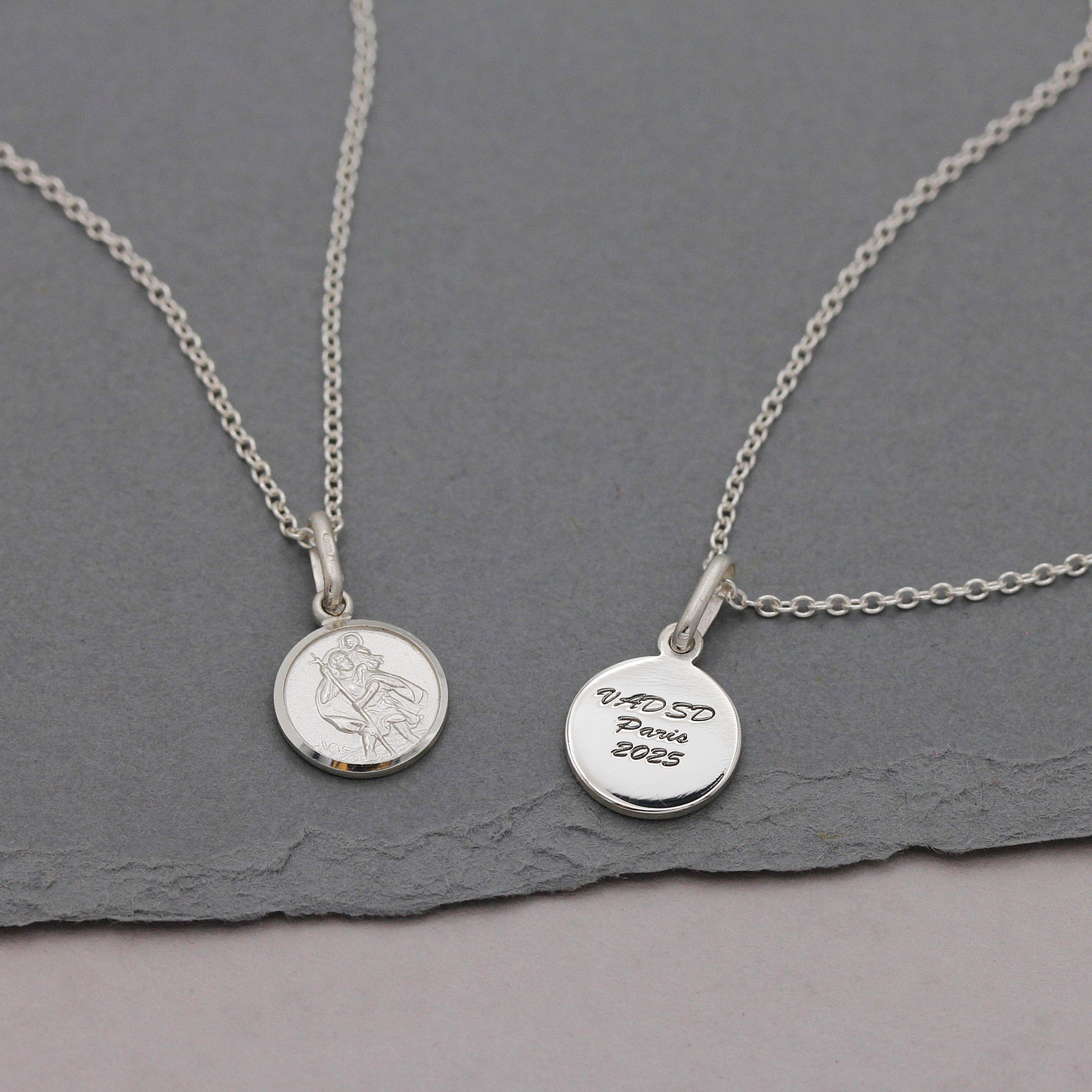 Classic Tiny St Christopher Necklace Sterling Silver 10mm