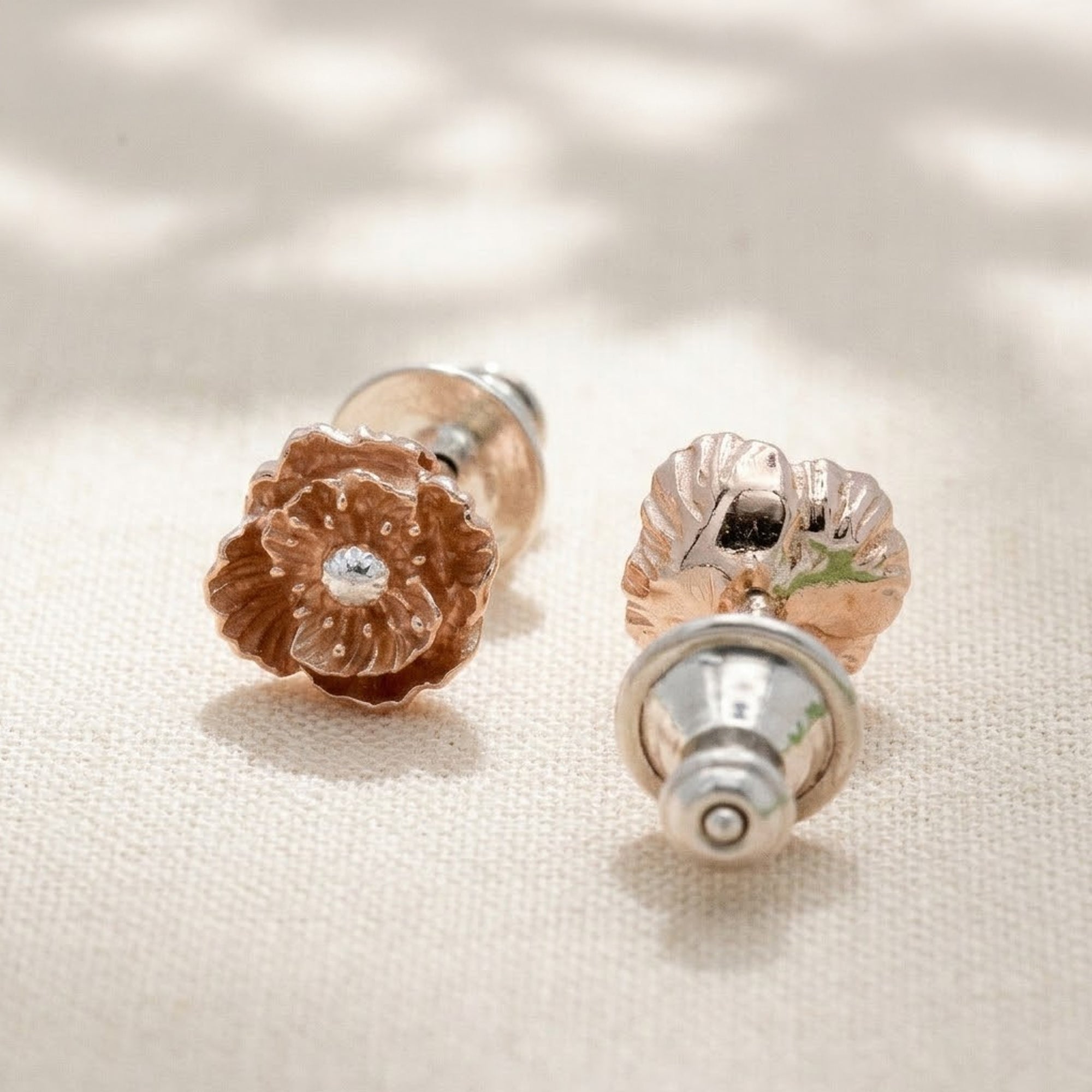 Poppy Silver & Rose Gold Vermeil Studs